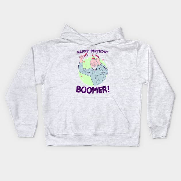 Happy Birthdat Boomer Kids Hoodie by MeFO